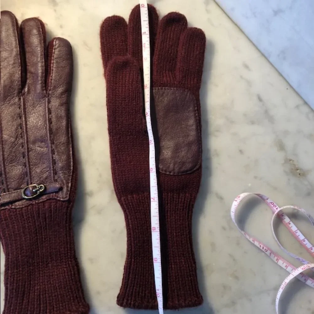 ETIENNE AIGNER Stretch Faux Leather Knit Gloves